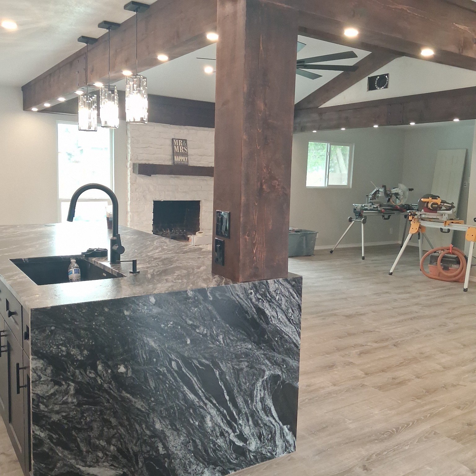 Custom faux beams, project view 5