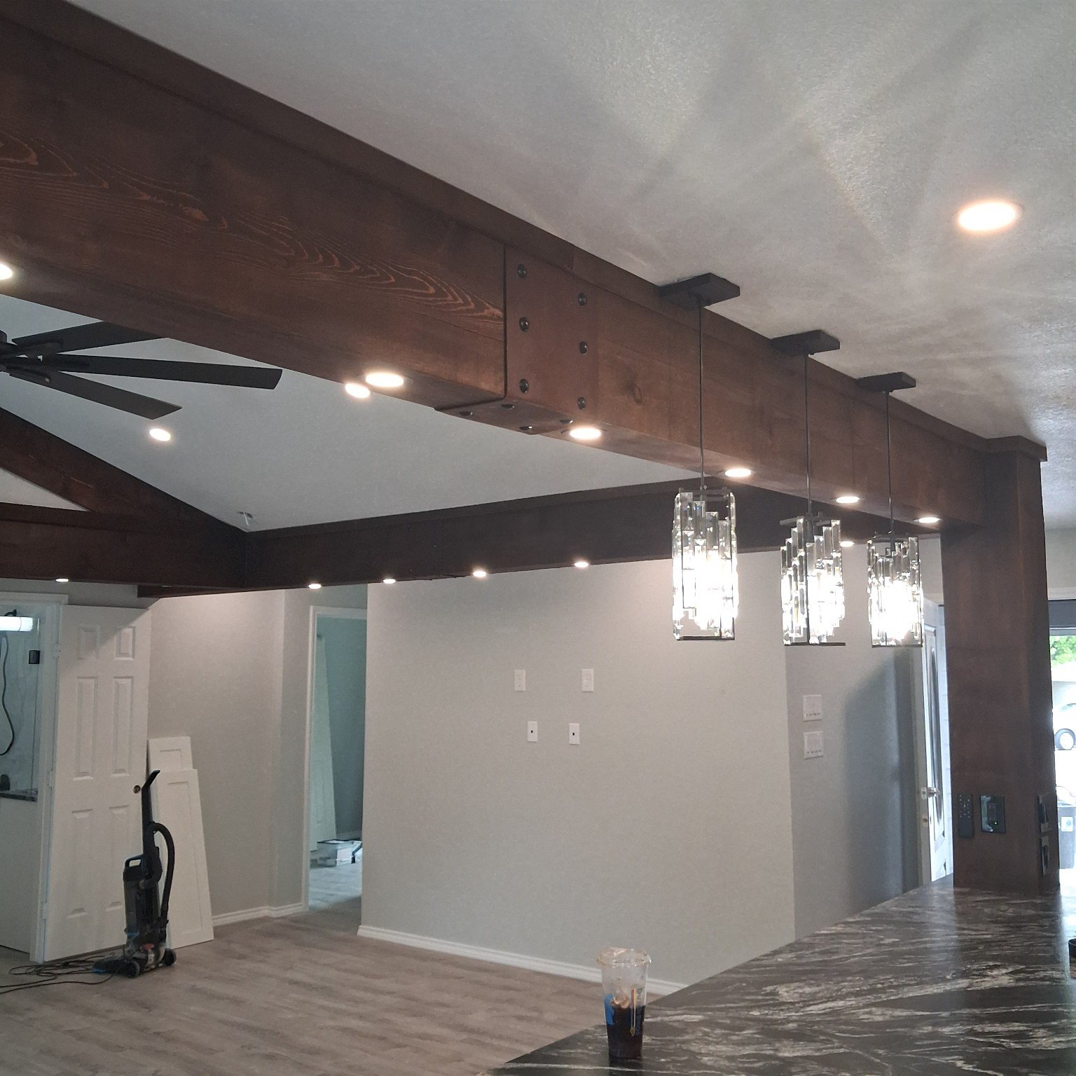 Custom faux beams, project view 6