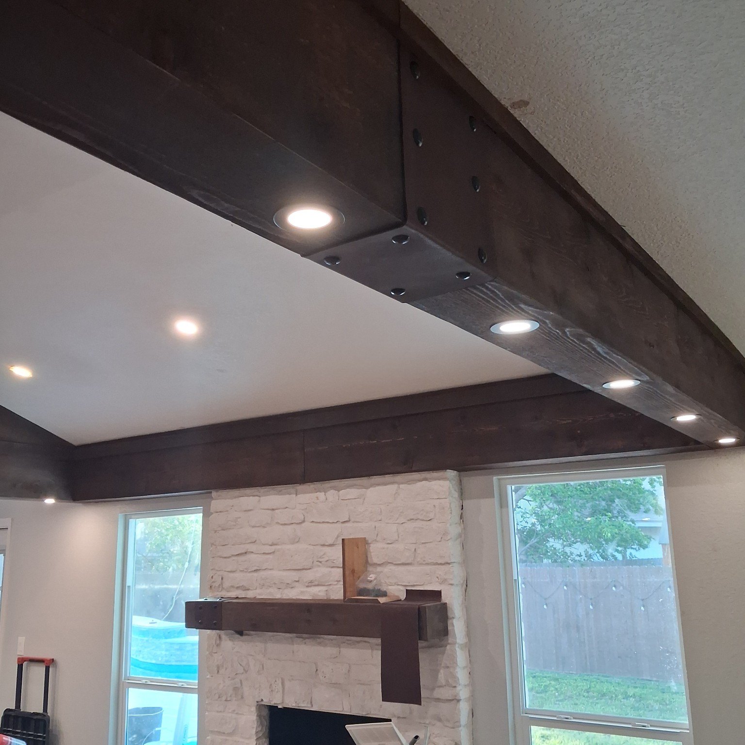 Custom faux beams, project view 10